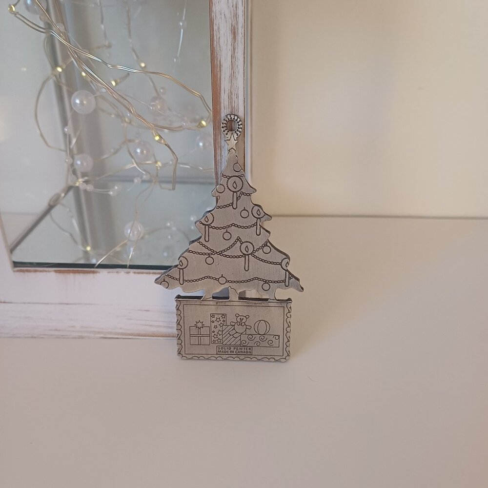 Solid Pewter Christmas Tree Ornament 3 1/4” tall